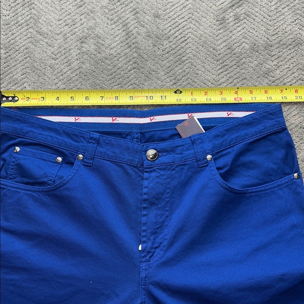 Isaia Napoli Slim Straight Fit Royal Blue Twill Cotton Jeans Eu 54 R - Picture 6 of 9